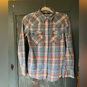 Ralph Lauren pearl snap plaid button down shirt Medium